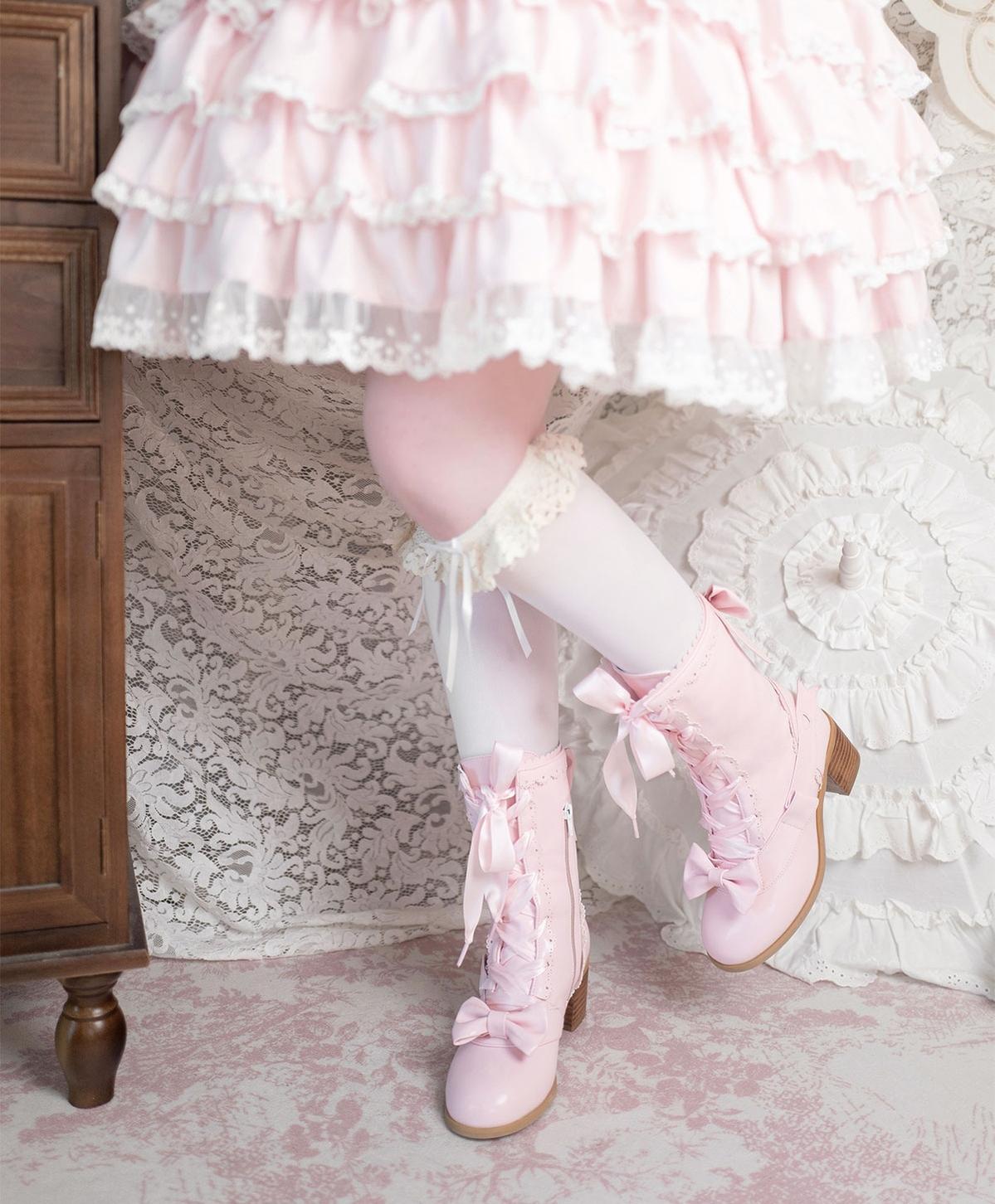 Sheep Puff - Sheepy Hooves - Kawaii Lolita Mid-Calf Boots, Side Zipper