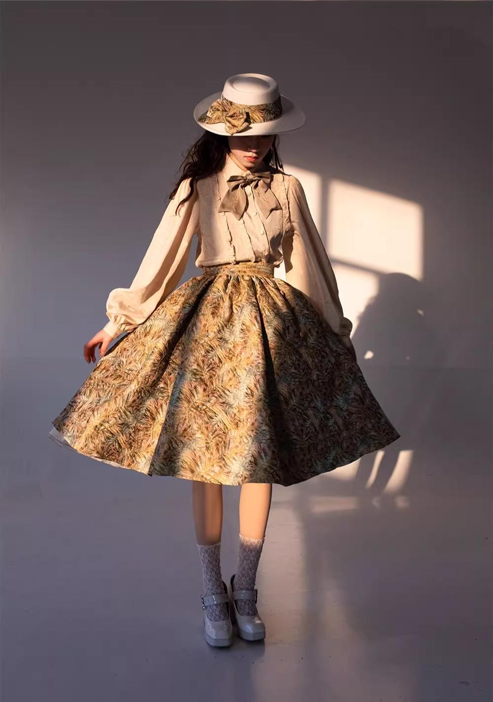 ZJstory - Gilded Years 4.0 - Retro Lolita Dress Suit Elegant Lolita Coat Set S Yellow Flower Long SK Only