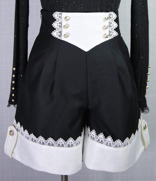 Immortal Fatima's Secret - Ouji Lolita Shorts, Black & Vintage Prince Style 44981:830921