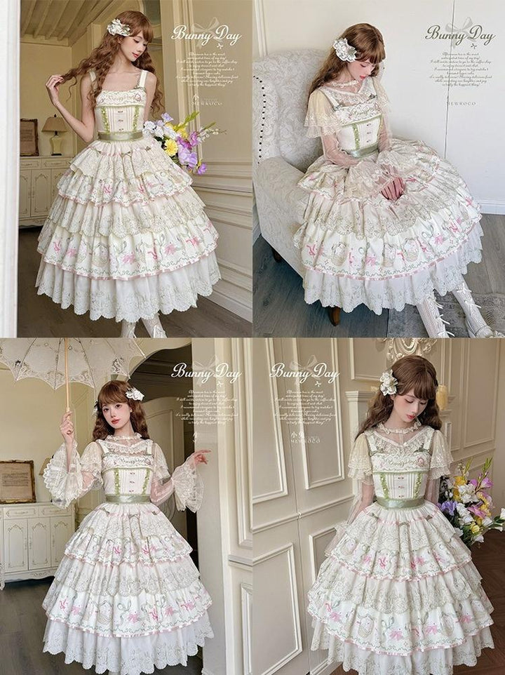 Mewroco~Daily Bunny~Classic Lolita JSK Dress with Bunny Prints