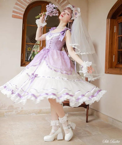 Flower and Pearl Box~Silk Ballet~Wedding Lolita JSK Dress Princess Bridal Dress   