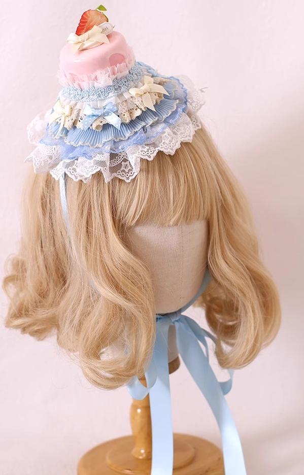 Xiaogui~Sweet Lolita Hair Clip Antony Cake Small Top Hat Pink blue  