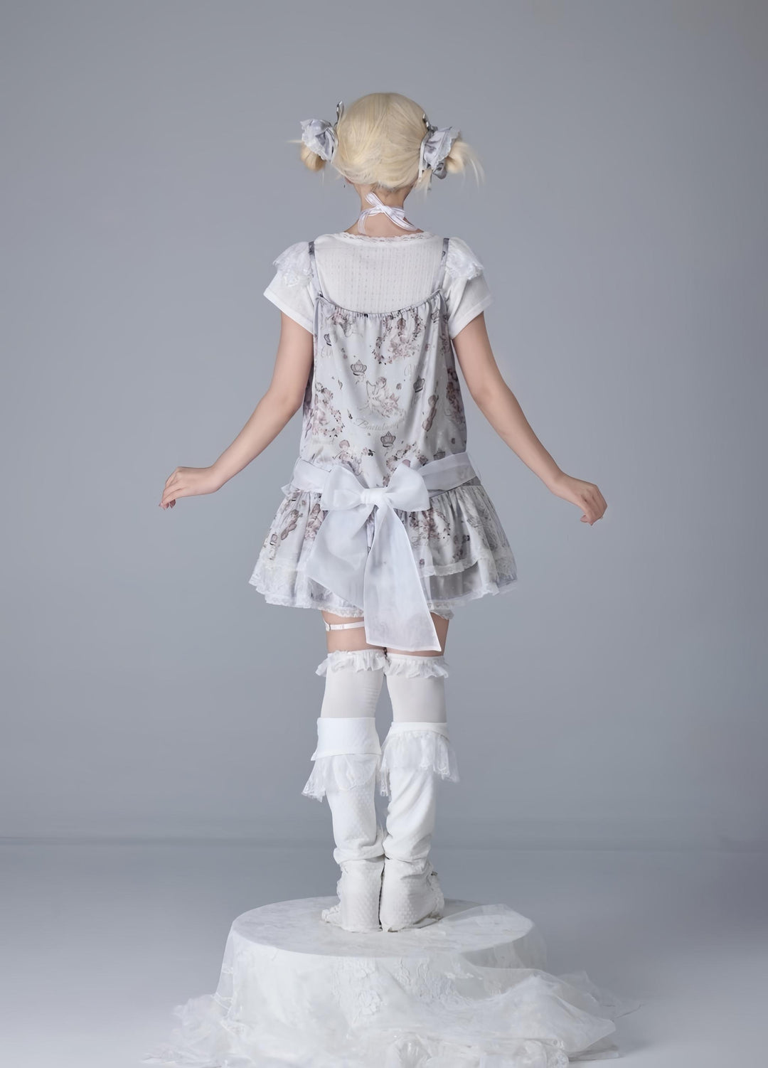 Bacio Bouquet~Hyaline Angel~Daily Lolita Low Waist Dress with Angle Print&Lace Detail