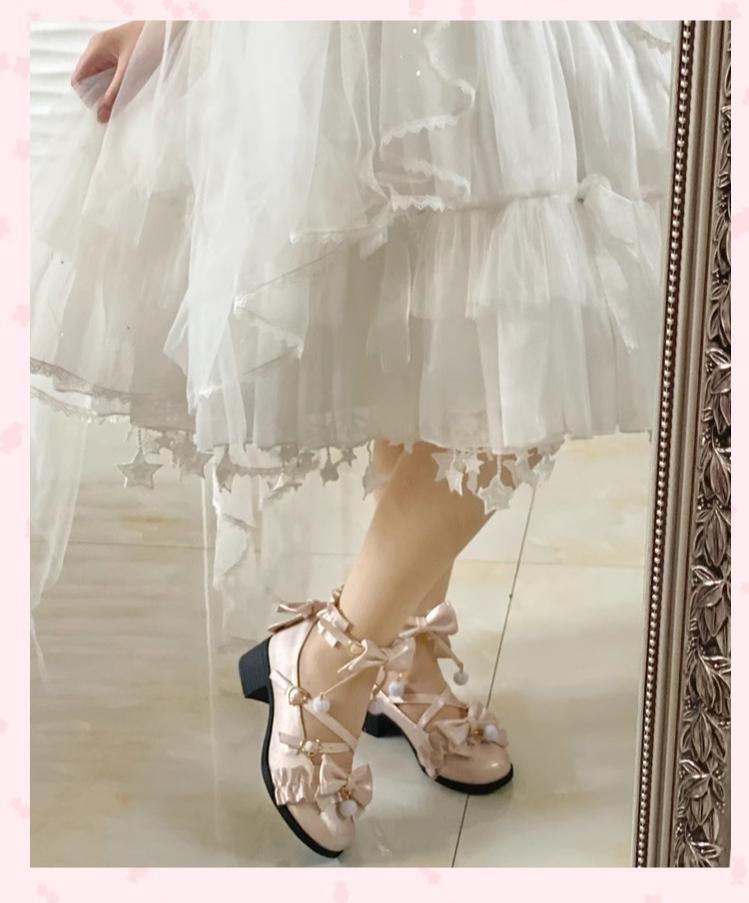 Fairy Godmothe~Preppy Style Flat Shoes Mid Heel Round Toe Lolita Shoes   