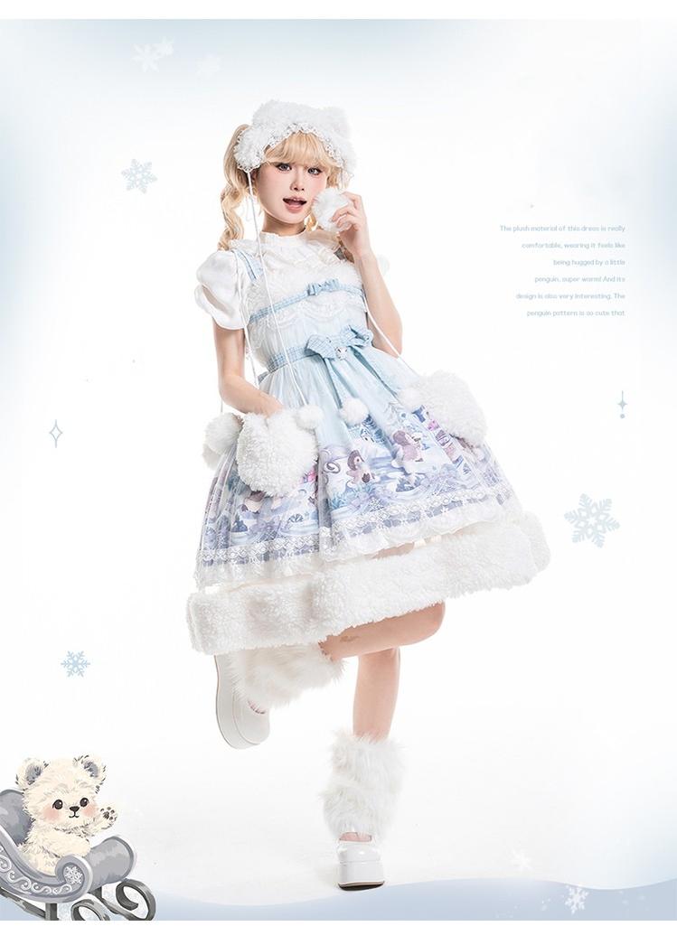 Spireme Cat~Penguin Snow Treasure~Kawaii Lolita JSK Penguin Printing Winter Dress   