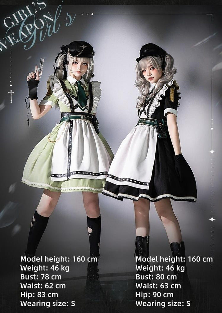 Forest Fluorescent Carps~Girl's Weapon~Military-Inspired Maid Lolita OP Suit