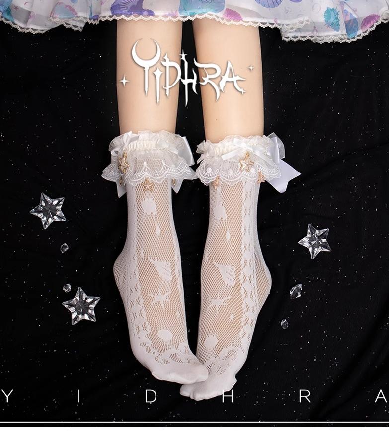 Yidhra - Lolita Ankle Socks Detachable Sock Cuffs With Bow/Pendant Socks + White Sock Cuffs F