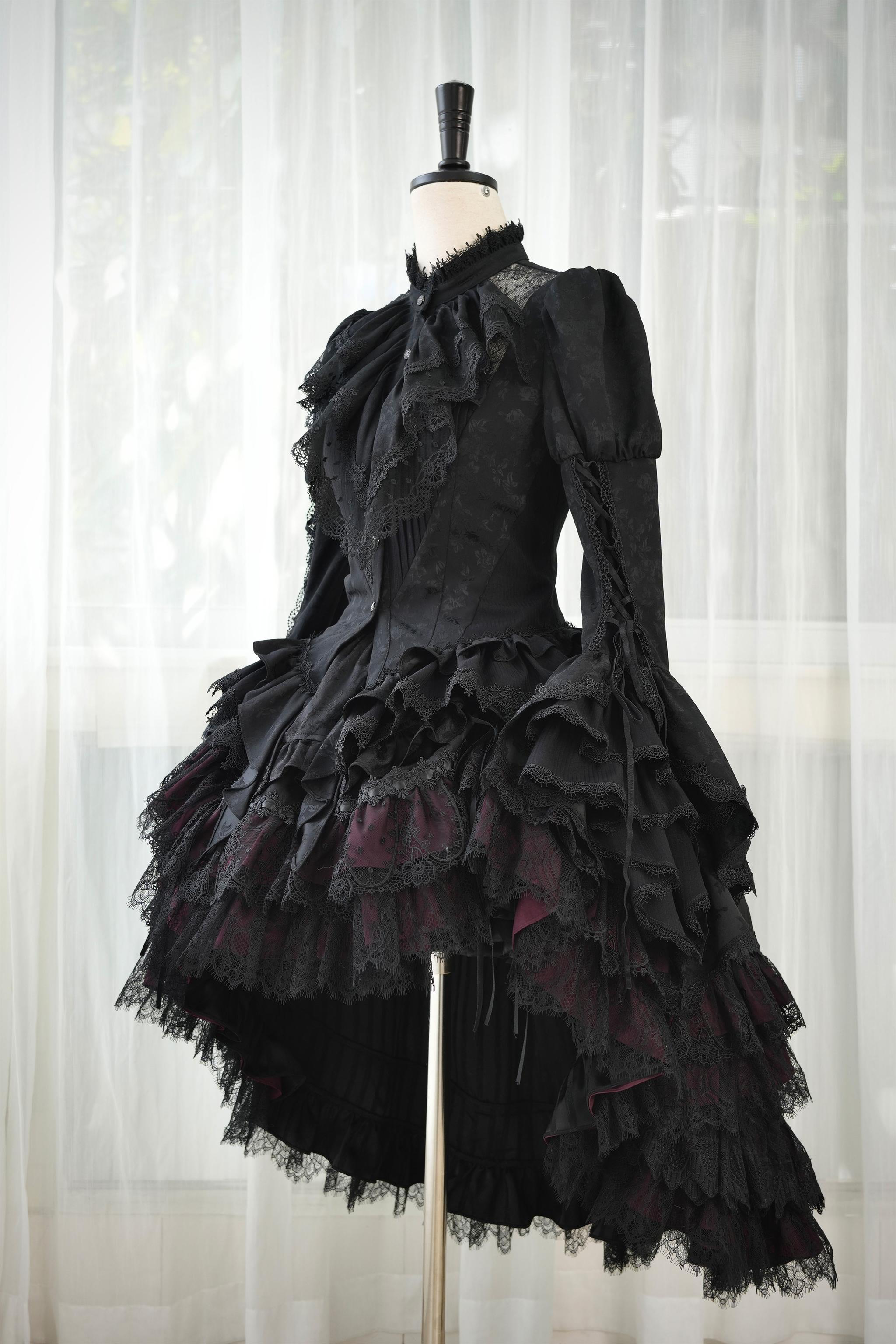 Victoria's Praise - Gorgeous Gothic Lolita Blouse & High-low Hem Skirt 44898:828067