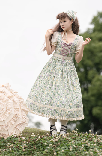 Miss Point~Elegant Lolita Short Sleeve Floral OP   