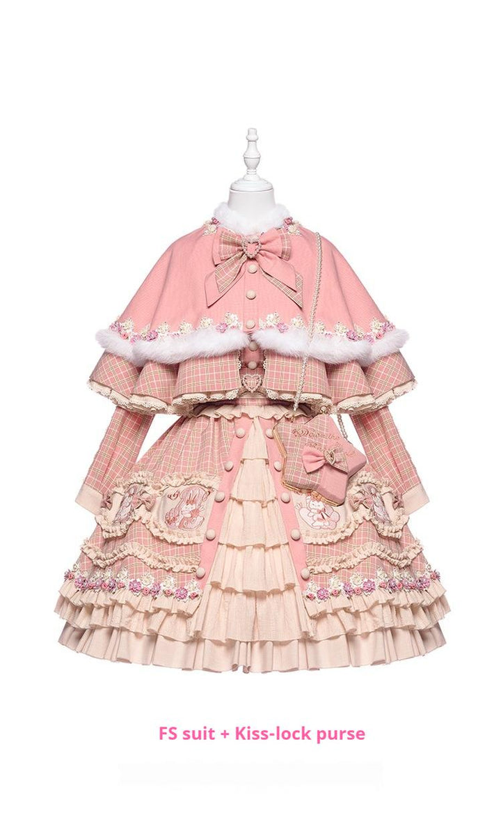 Youpairui~Helford~Sweet Coordinated Lolita Suit Pink Plaid Lolita SK Set   