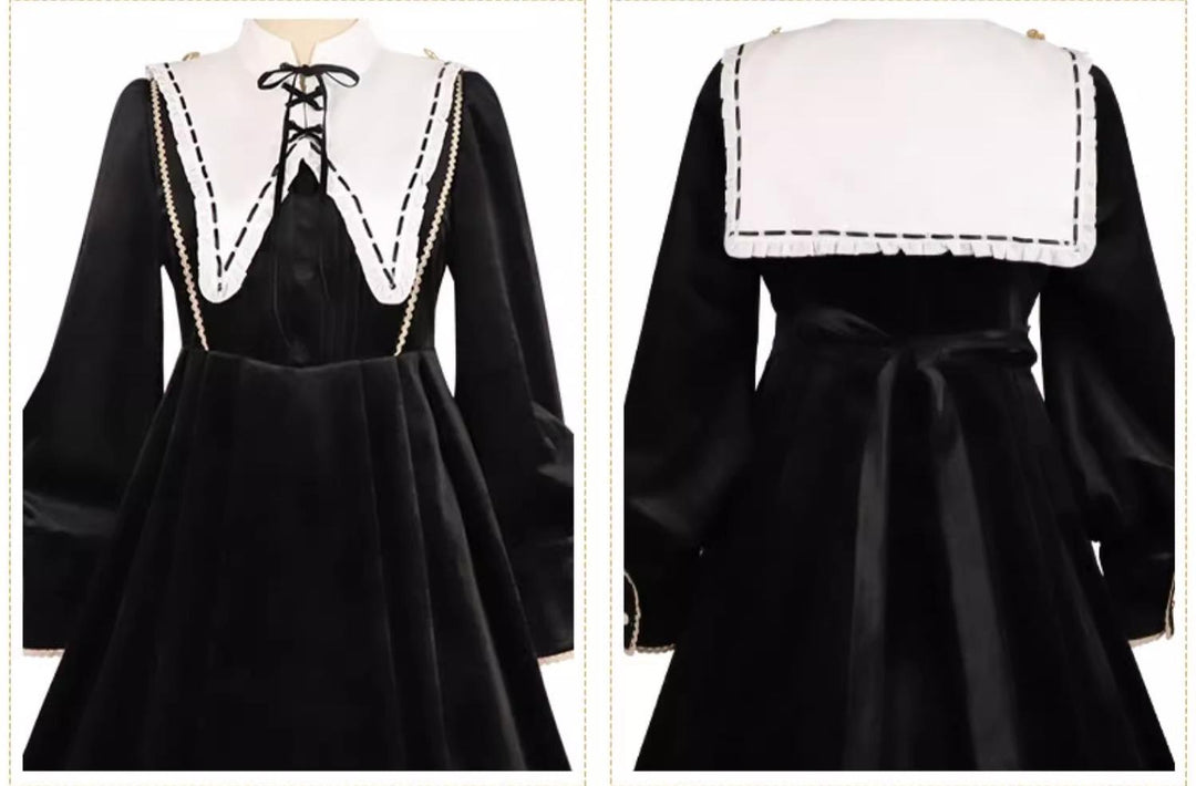 (BFM)YingLuoFu~College Style Lolita Cape Gold Embroidery Cloak Set   