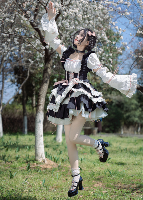 Pure Tea For Dream~Sweet Lolita Platform Pearl Bow Shoes 16296:217910