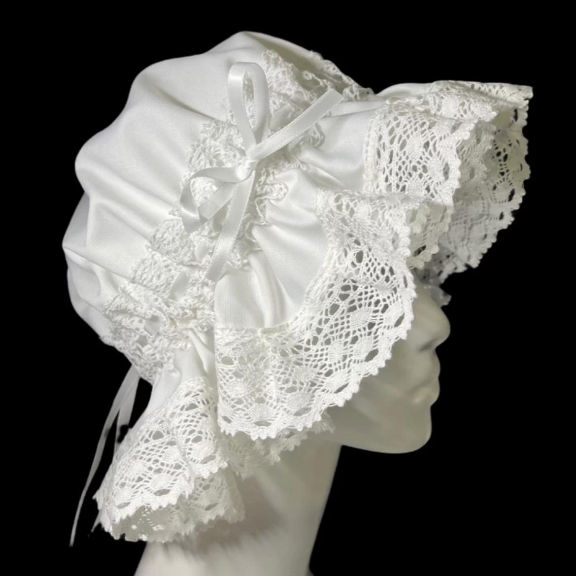 Old School Lolita Bonnet, Lace Ruffles 46085:874275