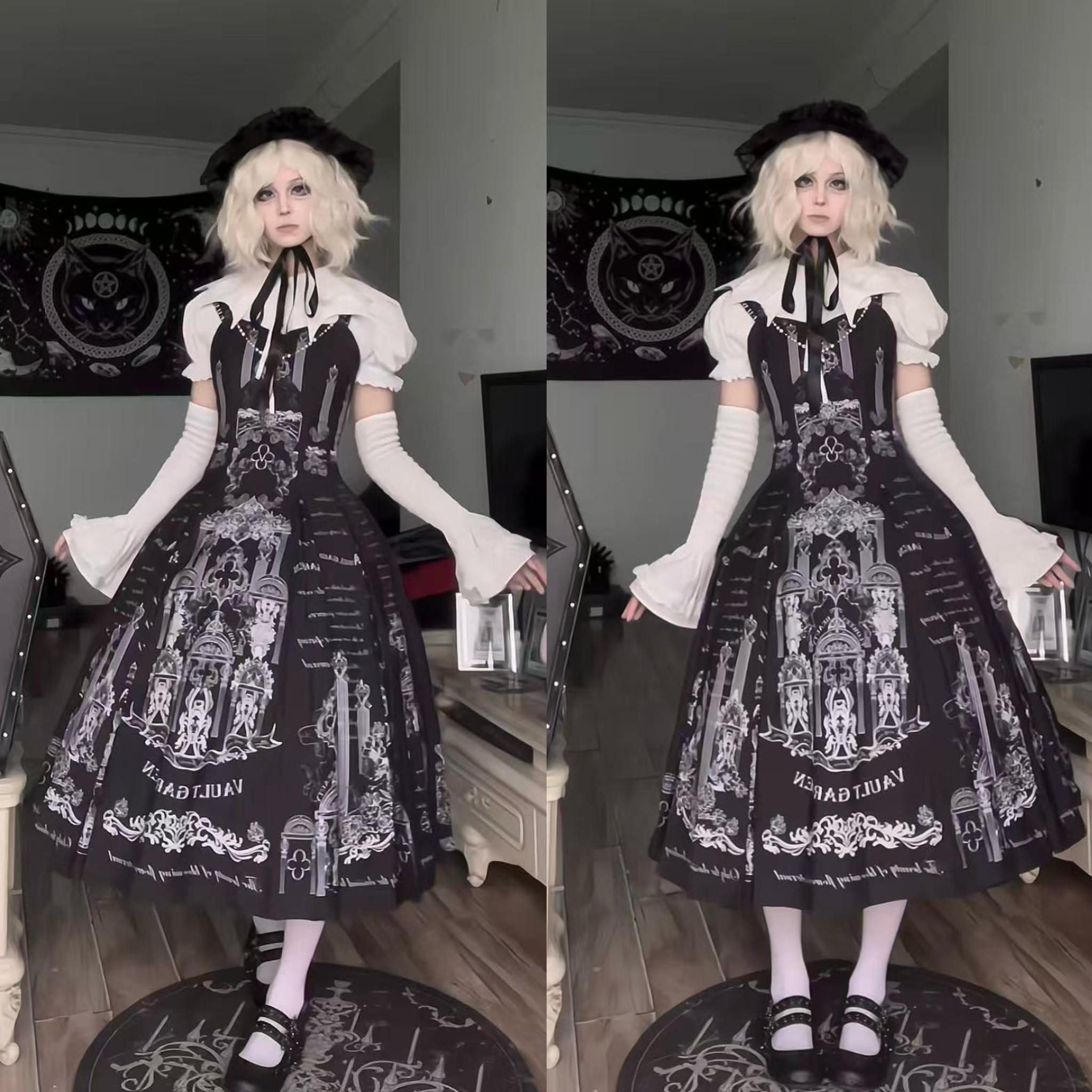 Gazing Galactic - Dusk Melody - Gothic Lolita Bat Shaped Collar Shirt, Detachable Jabot 44089:795704