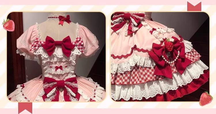 Sakurahime~Berry Sweetheart~Sweet Lolita OP Suit Old School Lolita Dress and Top Hat