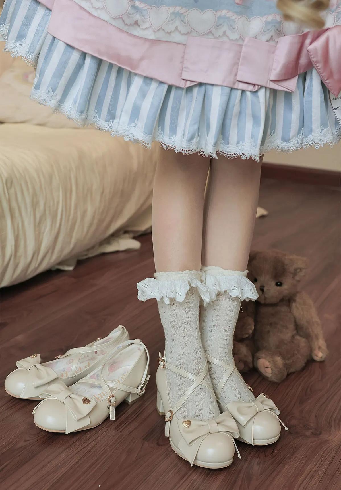 Miss Fondant - Sweet Lolita Cross Strap Shoes, Low & Mid Heels 45678:858872