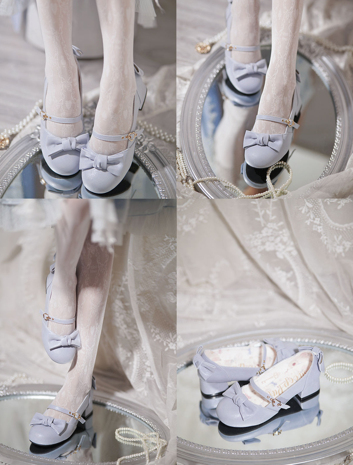 Sheep Puff~Elegant Lolita Bownot Retro High Heel Shoes 6558:725880