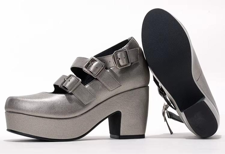 Custom-B - Gothic Lolita Heel Shoes, Triple Buckle Straps 44691:818822