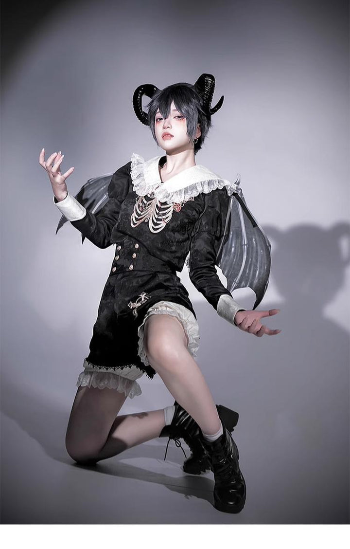 CastleToo~Crossbone~Ouji Lolita Shorts Suit Gothic Lolita Top and Blouse