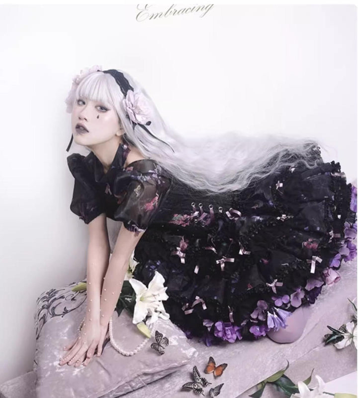 Sky Rabbit~Floral Lolita Petticoat with Detachable Trim