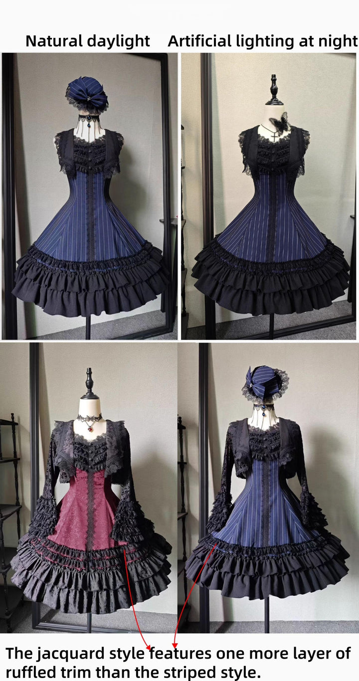 MILU ORIG - Six-Panel Gothic Lolita JSK Dress, Tiered Ruffles