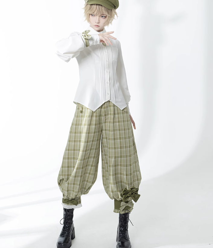 Princess Chronicles~Secret Morning Paper~Ouji Lolita Shirt and Matcha Green Capri Pants   