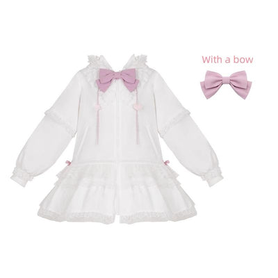 (BFM)With PUJI~Sweet Lolita Coat Pink rabbit Ear OP Dress for Spring Rabbit coat S 