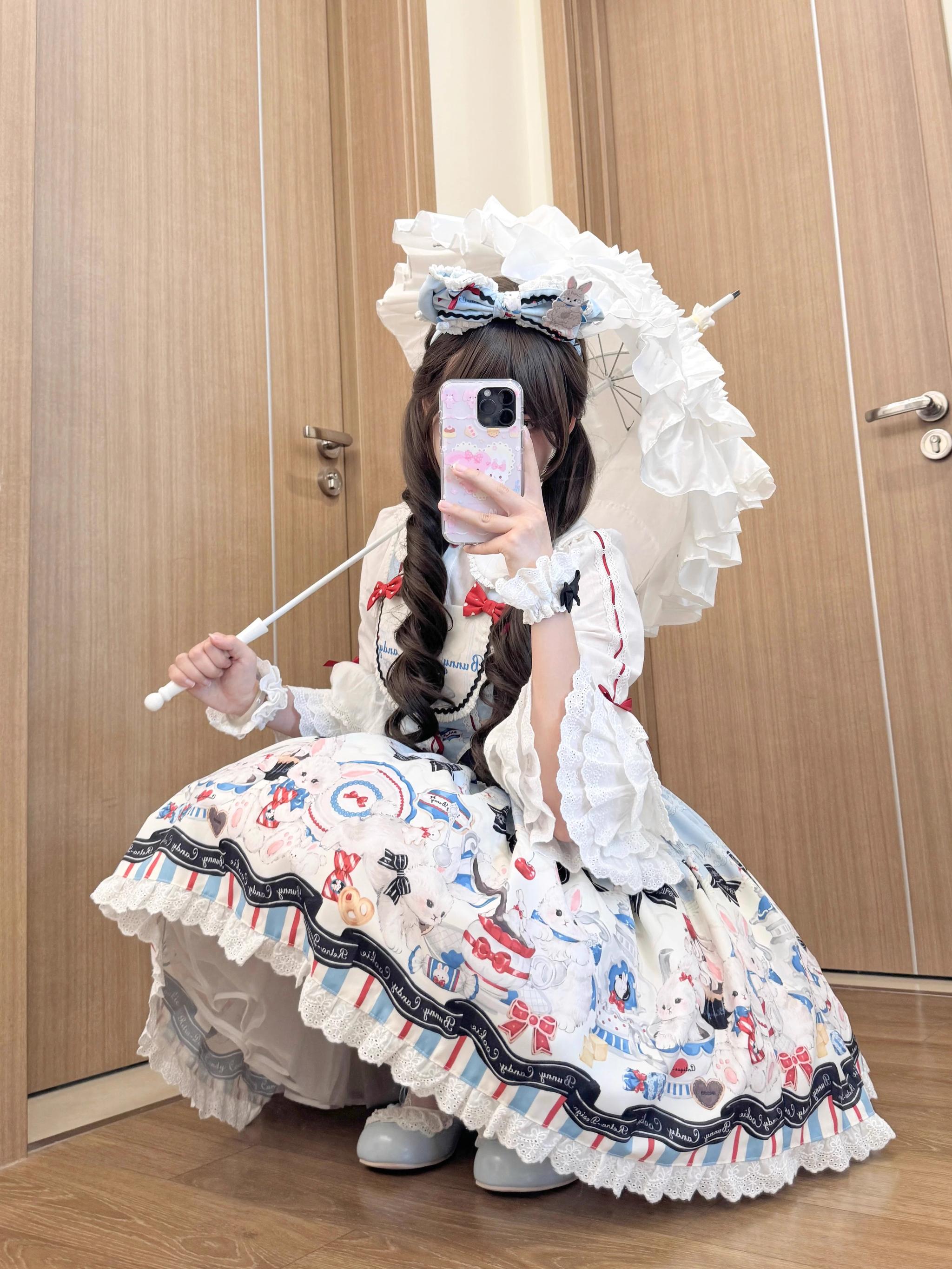 Myth Rabbit Tea Party - Sweet Lolita Dress Set, Bunny Print JSK 44460:809371