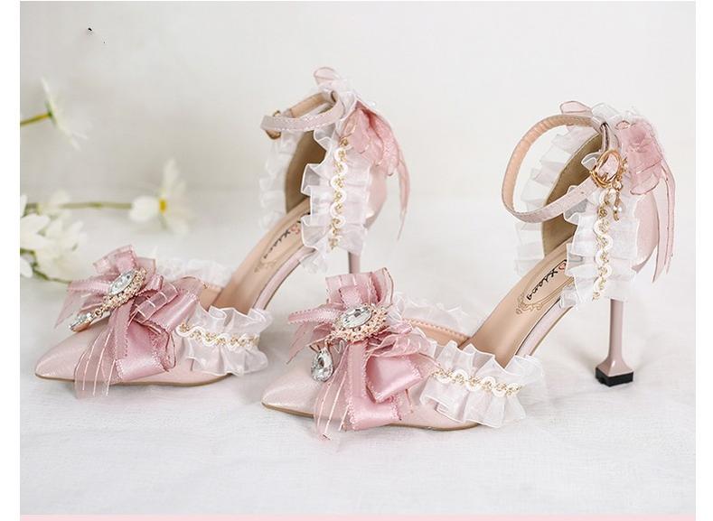 Xiaogui~Wedding Lolita Pointed Toe High Heels Shoes 8cm high heel 34 