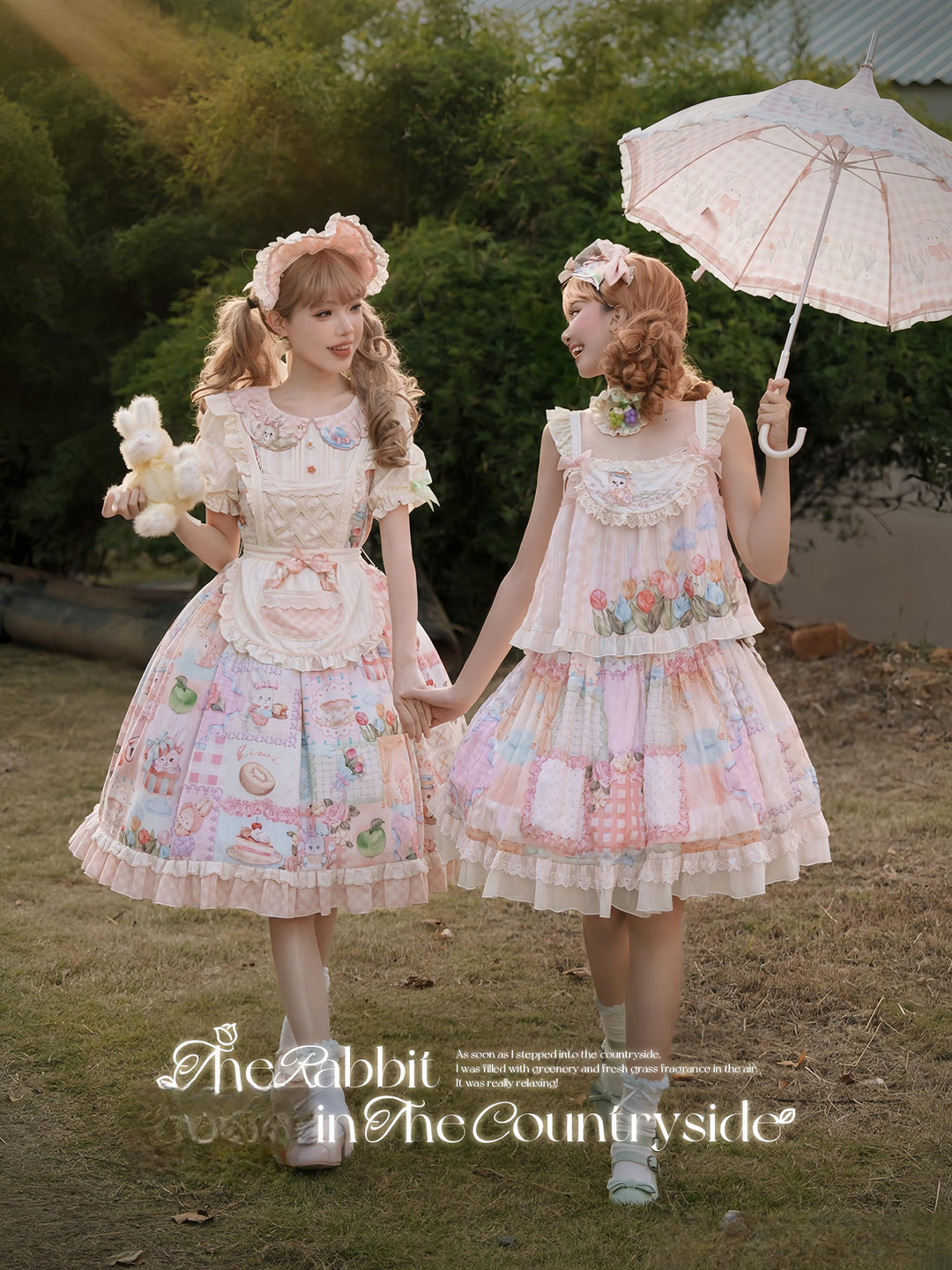 Mewroco~Country Patchwork~Sweet Lolita Dress Set Print OP SK Shirt and Camisole 41848:719114