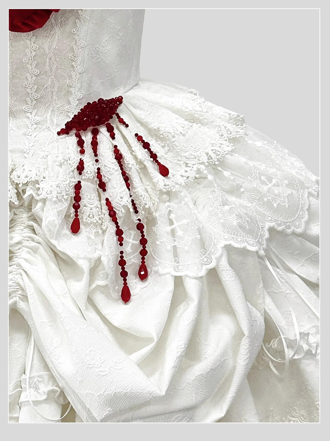 (BFM)Dark Star~Moonlight Sigh~Gothic Lolita Heart BNT Brooch Hat Lolita Accessories Collaboration - Large Blood Bead Brooch Free size 