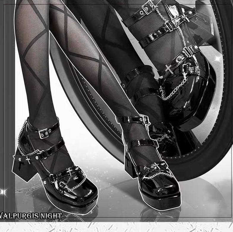 The night of the witch Lolita~Punk Lolita Heels Y2K Elegant Lolita Shoes   