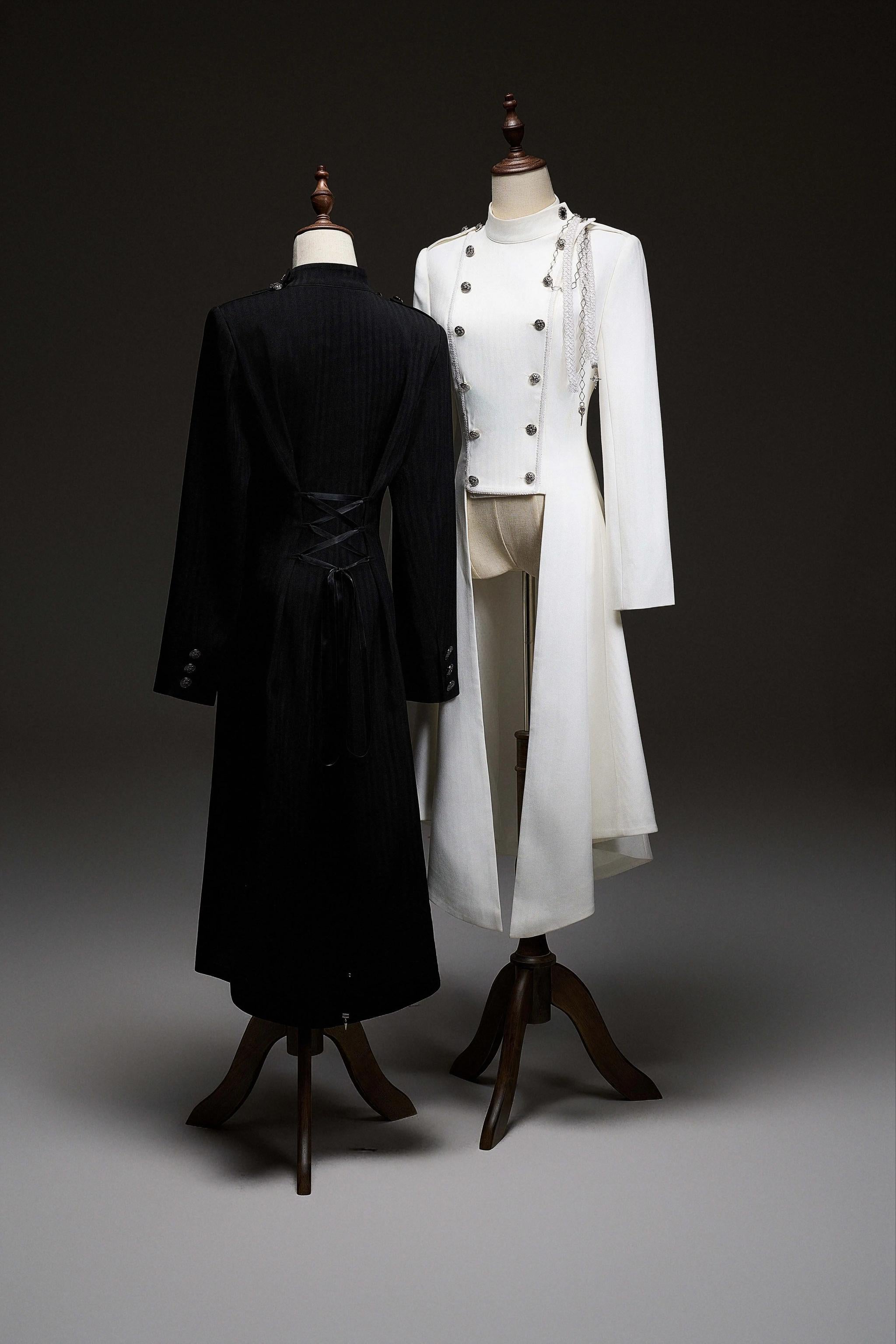 Galaxy Key - Eternal Night Moon - Double-Breasted Ouji Lolita Coat, Built-in Shoulder Pads 44342:805368