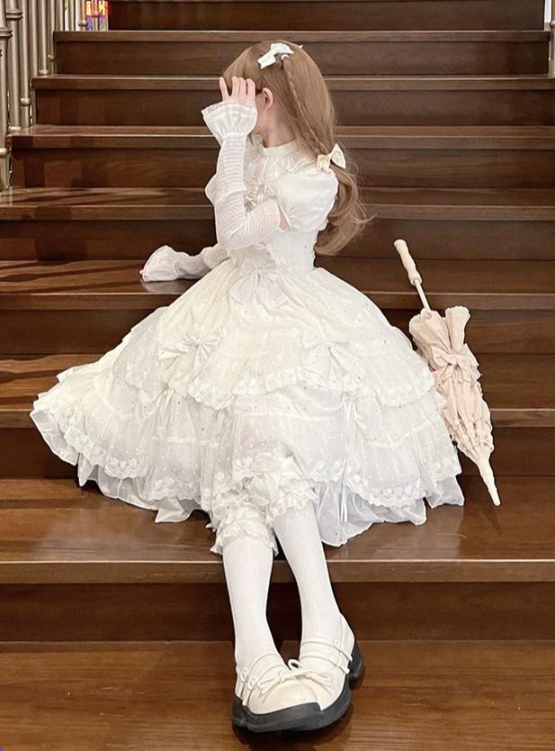 Star Wish - Classic Lolita JSK Dress, Gold Foil Constellation Chiffon 45954:869307