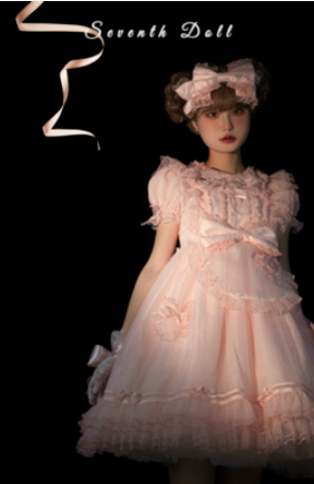 Seventh Puppet~Find Love Sweetheart~Sweet Lolita Summer JSK S pink and pink apron 