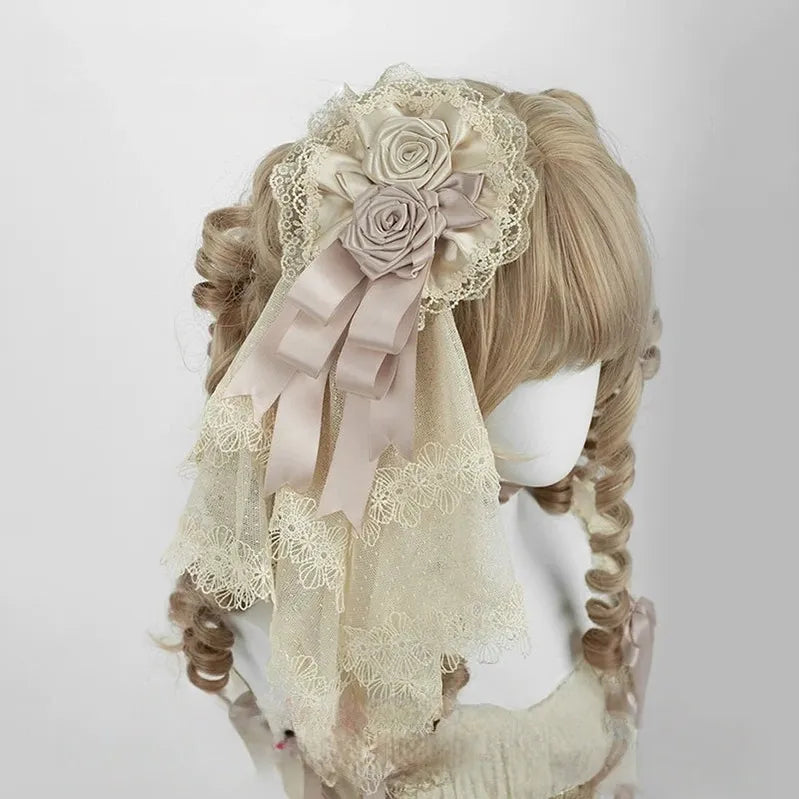 Champagne Classic Lolita Headdress and Choker, Floral Accent 45259:854874