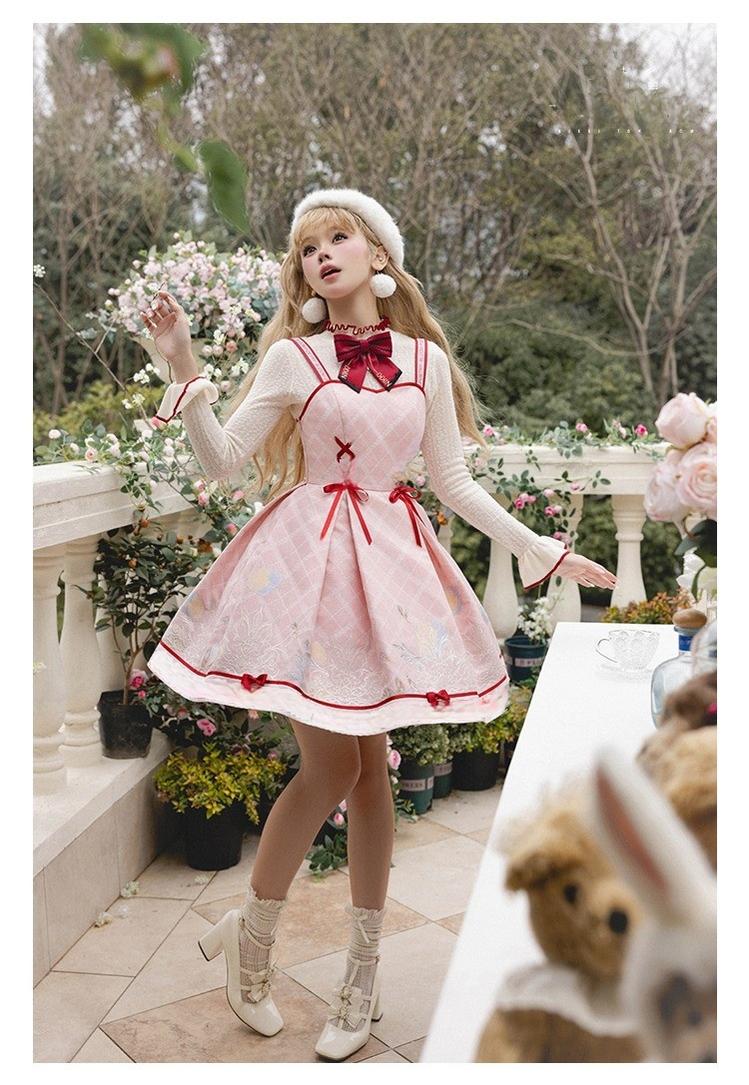 Nikki Tomorrow~Poetic Bloom~Pink Sweet Lolita JSK Dress and Sweater