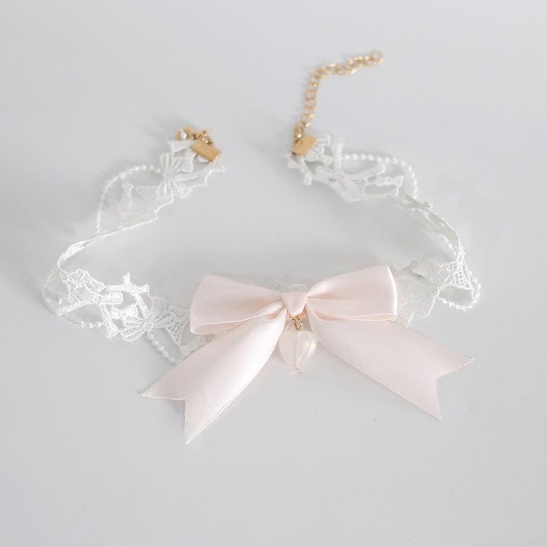 Xiaogui - Sweet Lolita Headwear Set BNT/Hat/Headband/Cuffs With Lace Choker