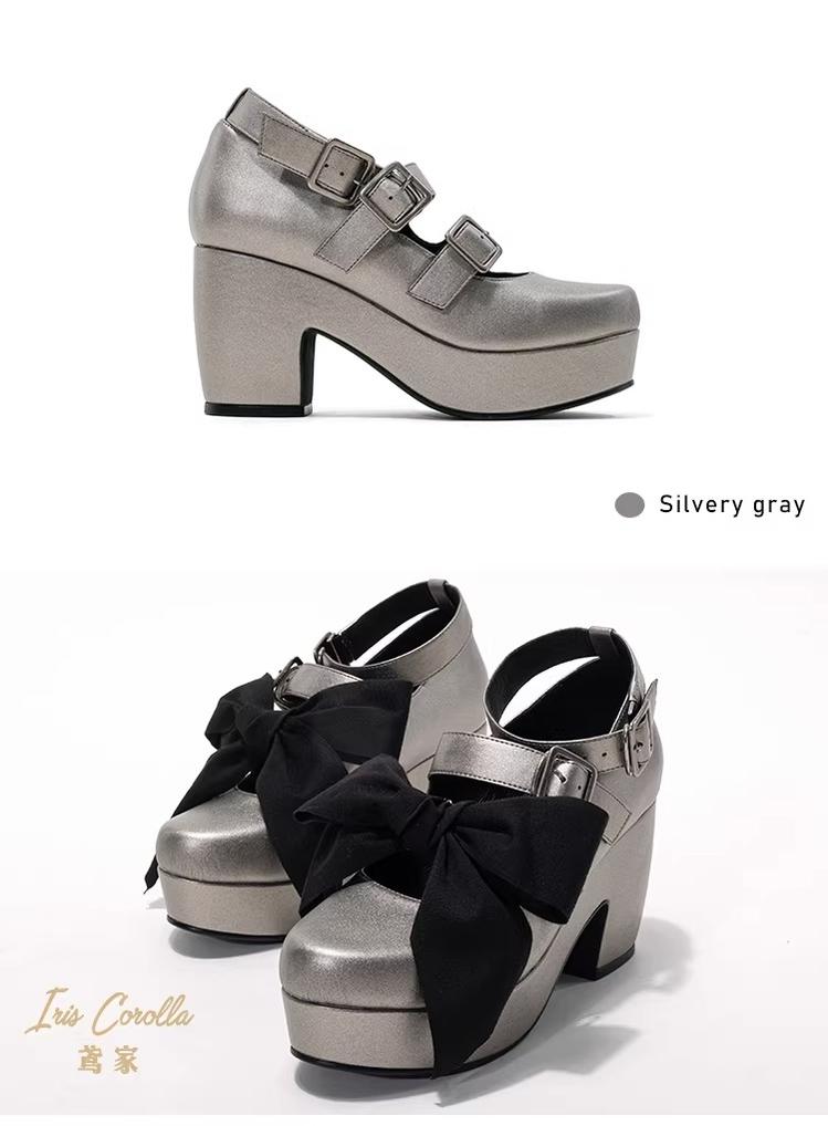 Custom-B - Gothic Lolita Heel Shoes, Triple Buckle Straps 44691:819130