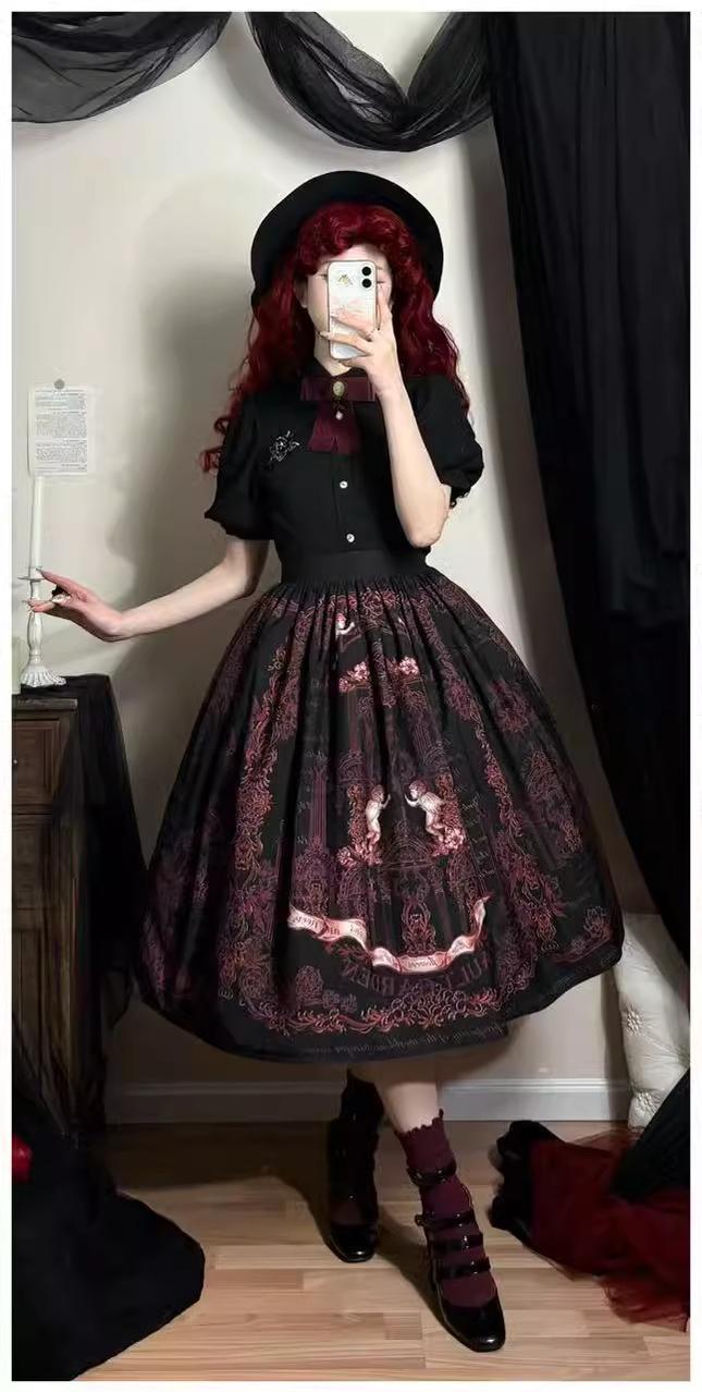 Vault Design~Angel Garden~Classic Lolita SK A-line Printed Lolita Skirt