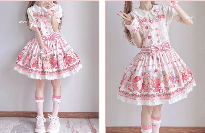 Polaris Lolita~Rabbit Berry Gift Box~Sweet Lolita Salopette and Dress Set 14060:180530