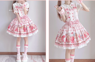 Polaris Lolita~Rabbit Berry Gift Box~Sweet Lolita Salopette and Dress Set   