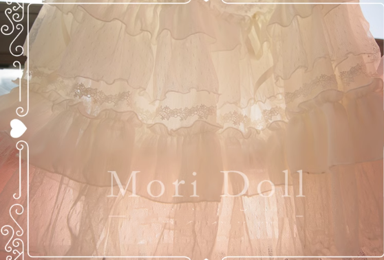Mori Doll - Elegant Lolita Flounce Hemline Skirt Multicolors white S