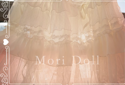 Mori Doll~Elegant Lolita Flounce Hemline Skirt Multicolors white S 