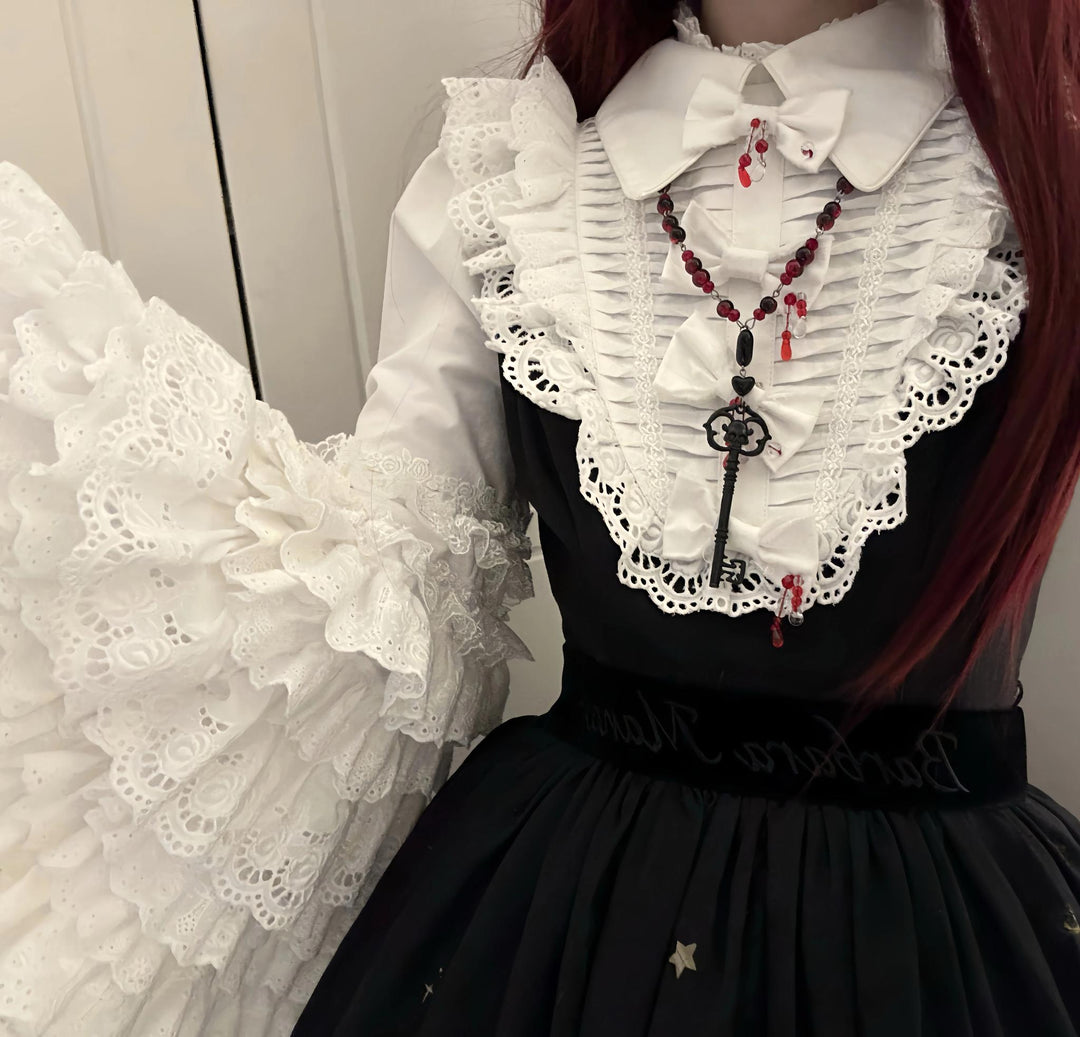 Dark Circle Clinic~Barbara Manor Night~Gothic Lolita JSK Pleated Floral Print Lolita Dress   