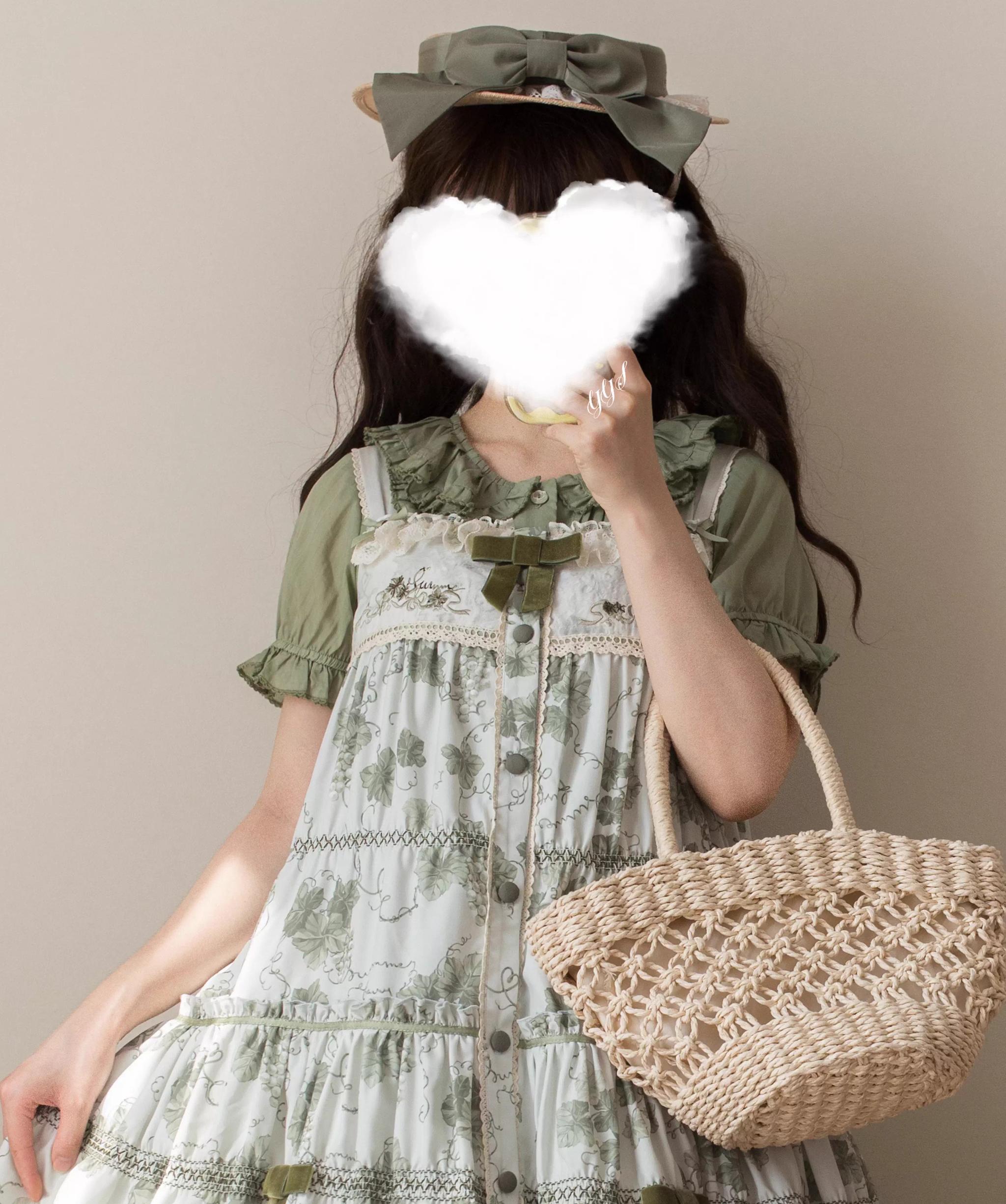 EverSpring - Short Sleeve Sweet Lolita Shirt, Peter Pan Collar 44735:820655