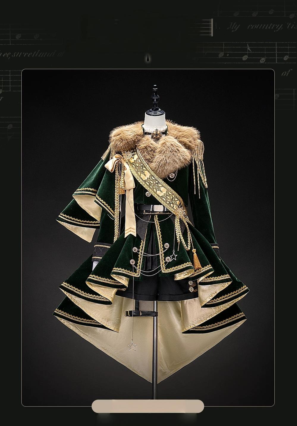 Canticle of Rites - Military Ouji Lolita Jacket & Shorts Set, Detachable Train 46053:873833