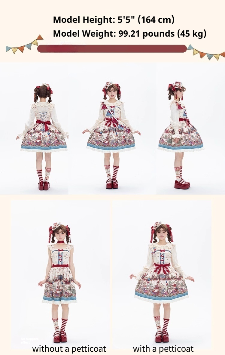 Urtto - Flower Street Parade - Kawaii Lolita JSK Dress, Circus Print