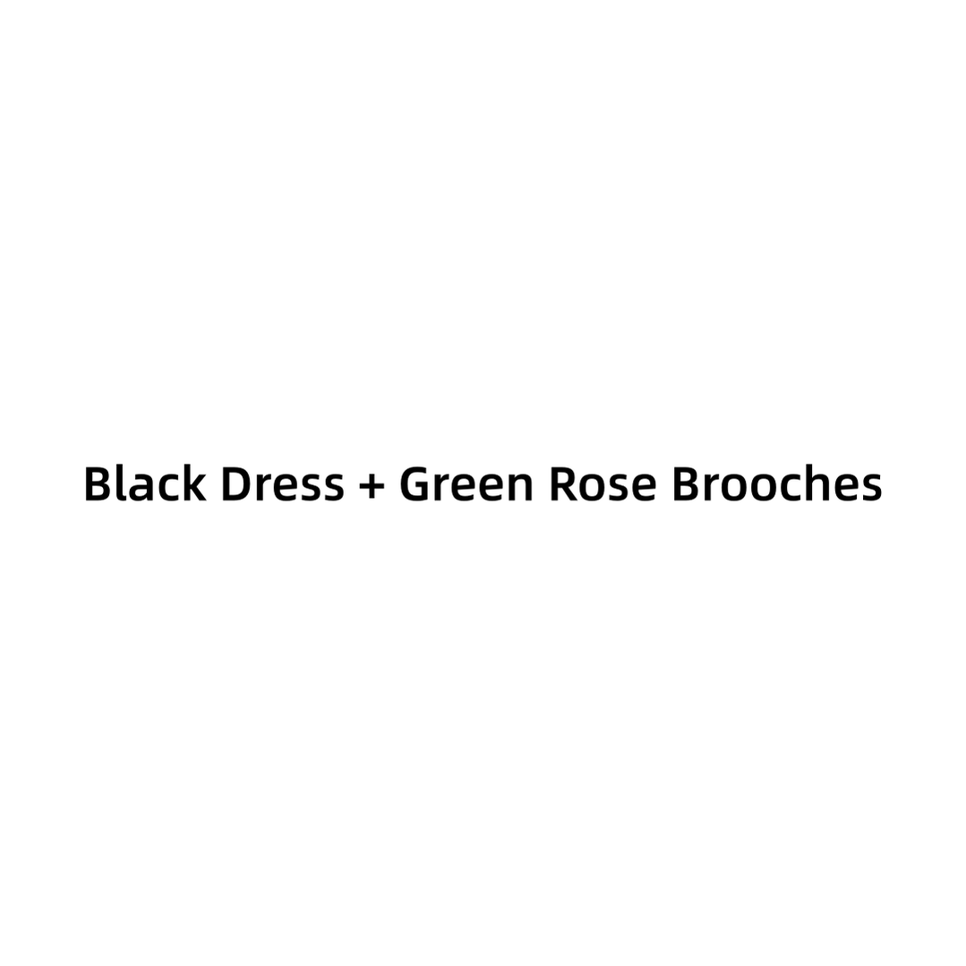 Silent Manor - Gothic Lolita Wedding Corset JSK Dress, Lift-Up Hem Black Dress (with green rose and green ribbons) S
