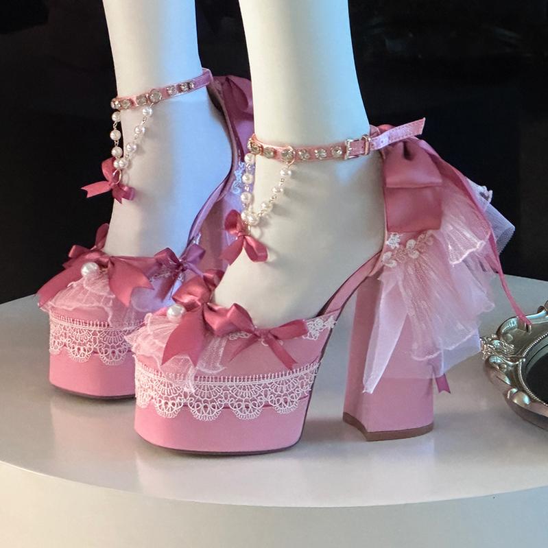 Sky Rabbit - Bowknot Dream - 14 CM Sweet Lolita High Platform Shoes with Chunky Heel